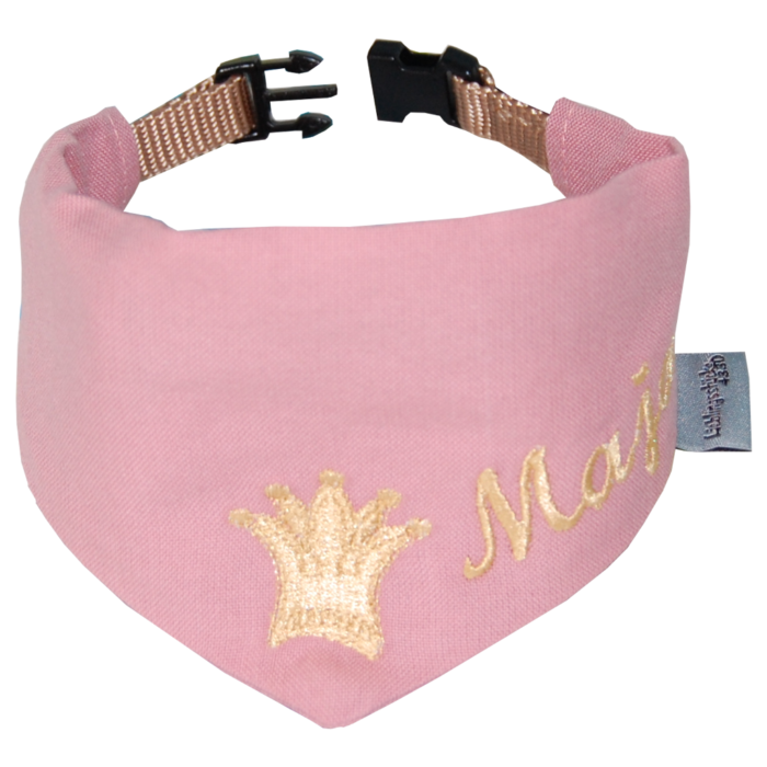 Halstuch für Hunde mit Namen und Krone von Lieblingsstücke 4330 in rosa und gold